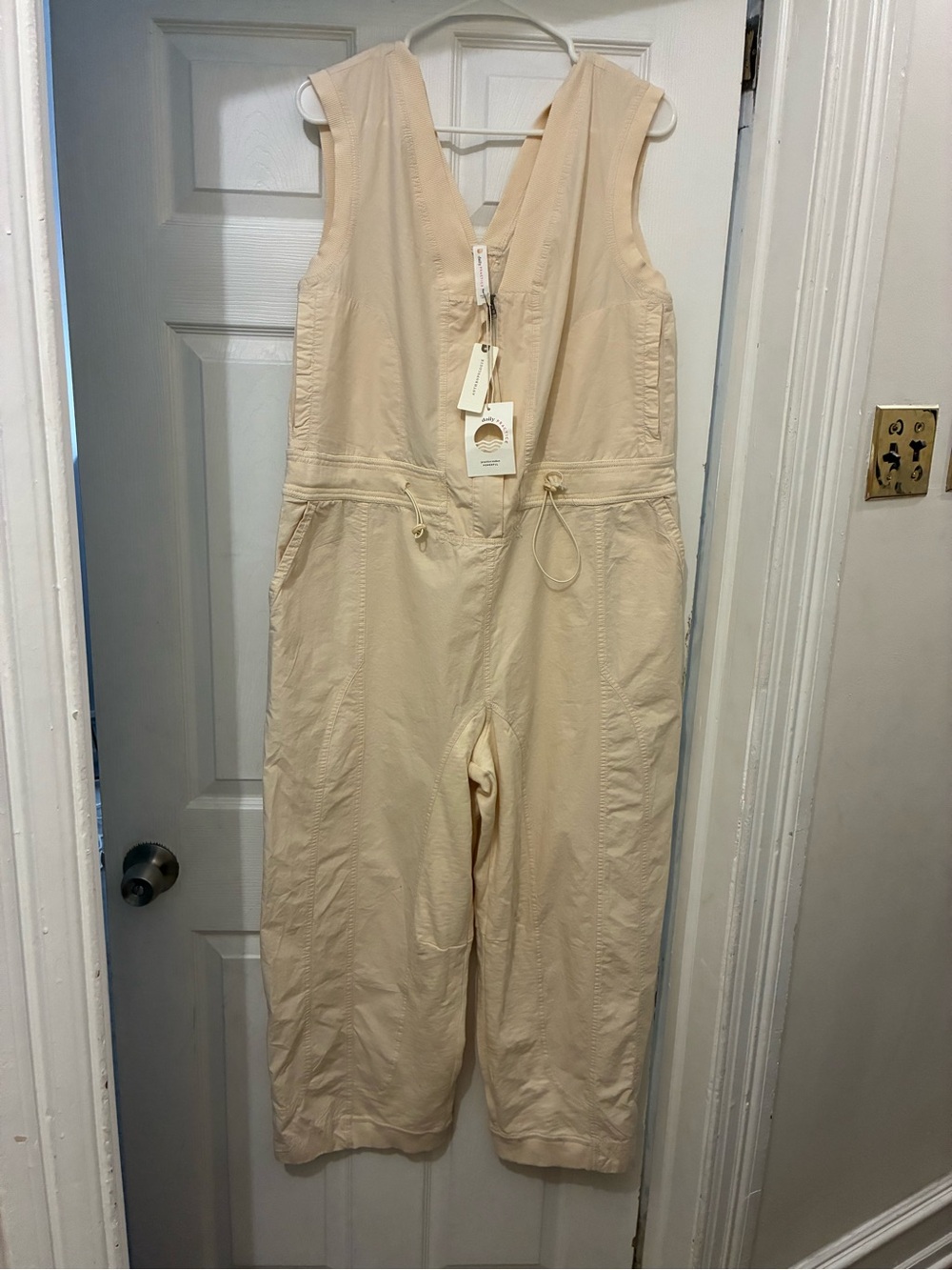 Anthropologie Cream Sleeveless Jumpsuit
